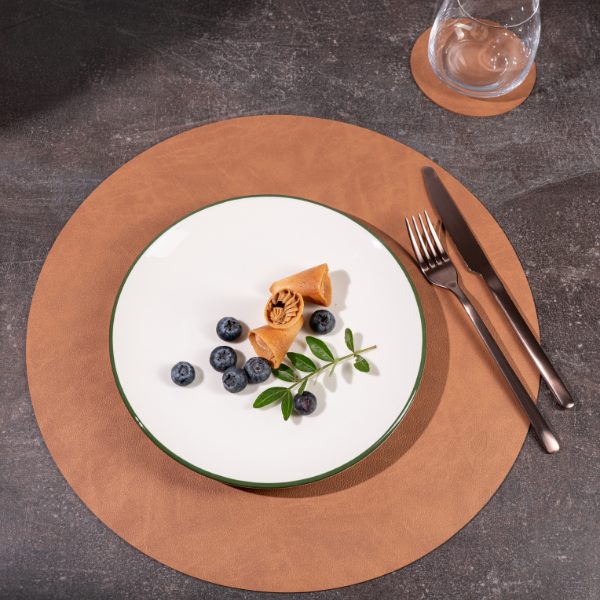 Сервировочная салфетка из натуральной кожи круглая коричневая 38 см, NUPO Vero 513008
