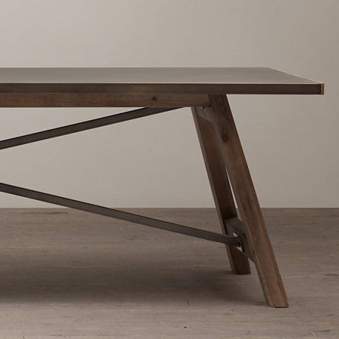 Стол Эльби 200x90x78 fumed oak/steel/grey  RESTORATION HARDWARE