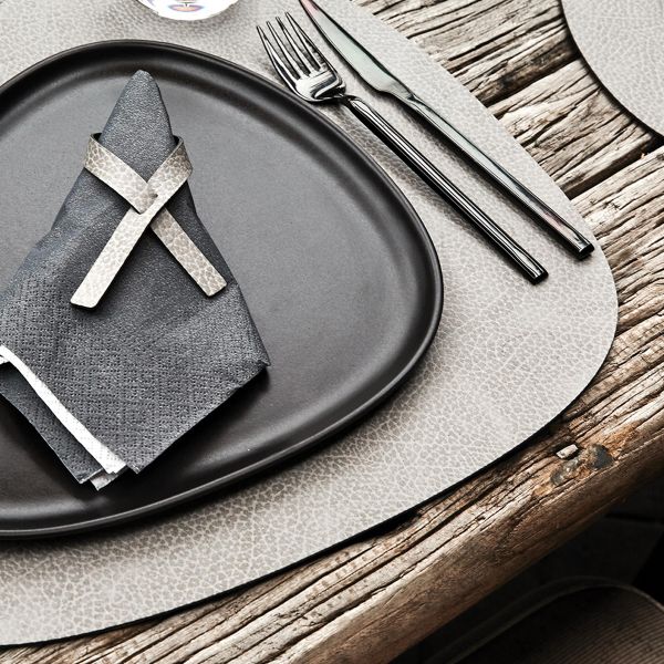 Сервировочная салфетка из натуральной кожи прямоугольная 30х40 см, цвет бело-серый, LIND DNA 98935