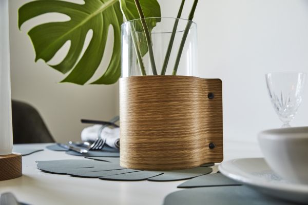 Ваза для цветов с деревянной отделкой, цвет натуральный дуб, LIND DNA 87054