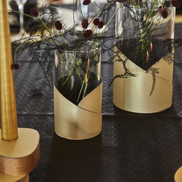 Ваза для цветов с кожаной отделкой, цвет золотой, LIND DNA 990061