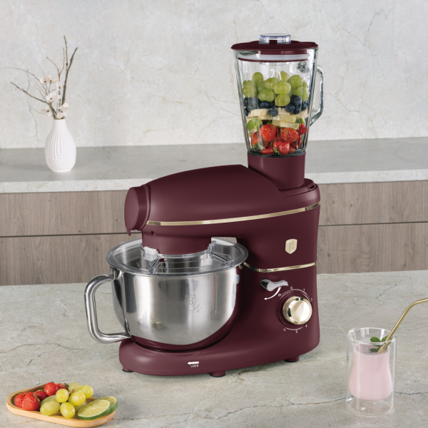 Многофункциональный кухонный комбайн с мясорубкой, электрический, матовый бордо, Leonardo BERLINGER HAUS
