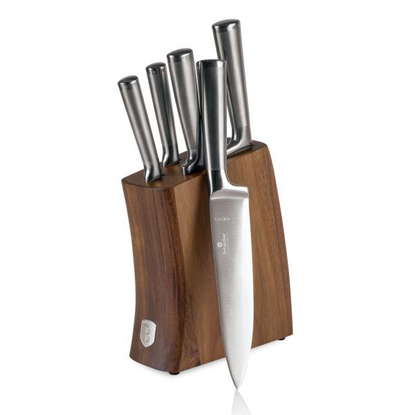 Набор 6 ножей с подставкой из акации, Berlinger Haus, stainless steel, серебристый     (6)     BH/3124