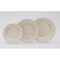 Набор тарелок Соната 'Слоновая кость' 18 предметов (19+23+25 см) Золотой кант 07560119-1239 LEANDER