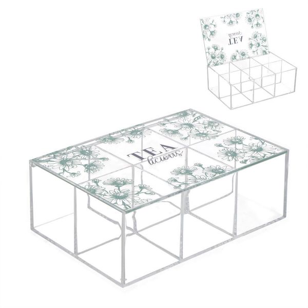 Бокс для пакетиков чая Flora зеленый, 6 секций