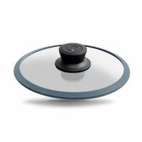 Стеклянная крышка серая  ?20cm с защитным силиконовым ободком, ручкой и в упаковке     (10)     20-5g
