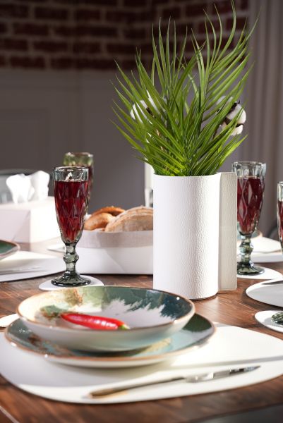 Ваза для цветов с кожаной отделкой белая, Vero VR-03WT