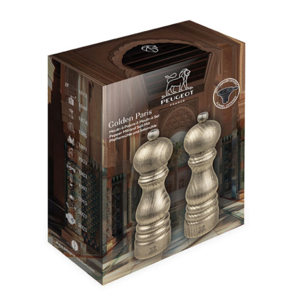 Набор мельниц для соли и перца GOLDEN 18 см, дерево, золотистый Peugeot 48006