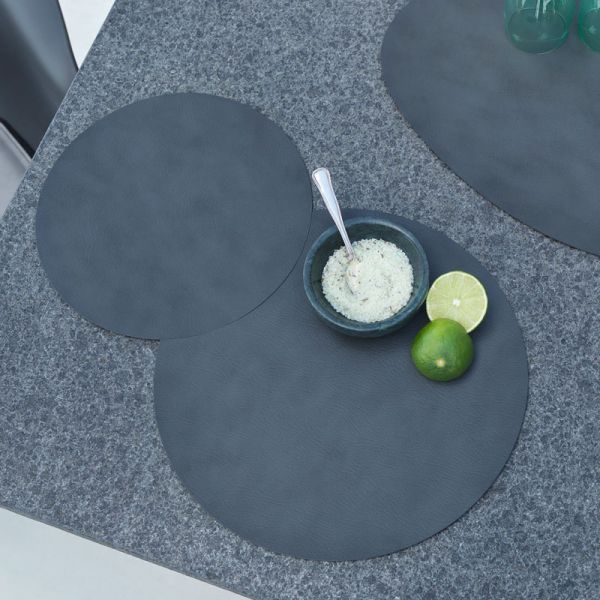 Подставка под горячее круглая из переработанной кожи 24/30 см, цвет антрацит, Bull LIND DNA 981555