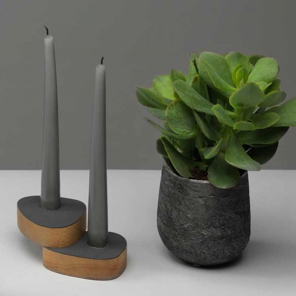 Магнитные подсвечники для высоких свечей фигурные, набор 2 шт, цвет черный, NUPO LIND DNA 981760