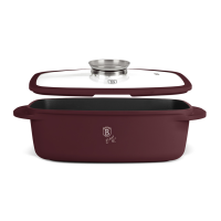 Жаровня 6 л со стеклянной крышкой и ручкой для ароматизации блюд, матовый бордо, Leonardo BERLINGER HAUS