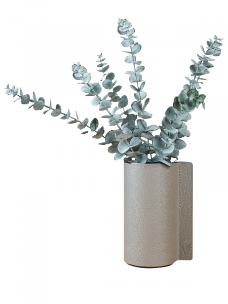 Ваза для цветов с кожаной отделкой, цвет теплый серый, Vero VR-03WG