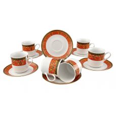 Набор чашек 150 мл с блюдцем Сабина 6 шт Красная лента 02160414-0979 LEANDER