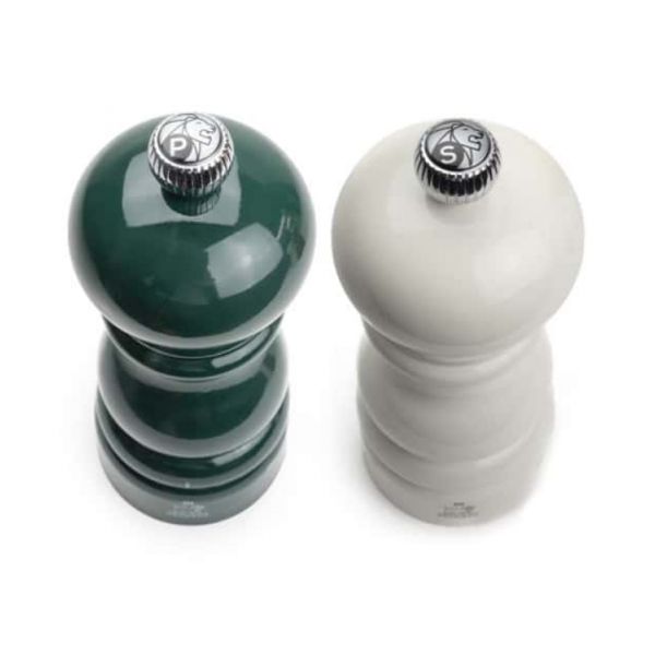 Набор мельниц для соли и перца на подствке, 6 степеней помола, 15 см, дерево, зеленый, белый, Paris u'select PEUGEOT