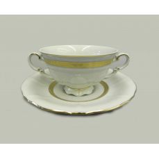 Чашка для супа с блюдцем Соната 350 мл Золотой кант 07120624-1239 LEANDER