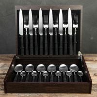 Набор столовых приборов 24 предмета 37.5x28.5x6 matte chrom/black  CUTIPOL