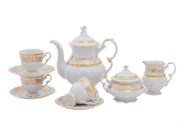 Кофейный сервиз Соната 15 предметов Золотые узоры 07160714-1373 LEANDER