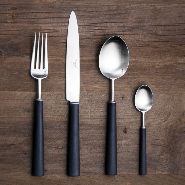 Набор столовых приборов 24 предмета 37.5x28.5x6 matte chrom/black  CUTIPOL