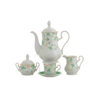 Сервиз кофейный 15 предметов с чашкой 150 мл Зеленные листья 03160714-1381 LEANDER