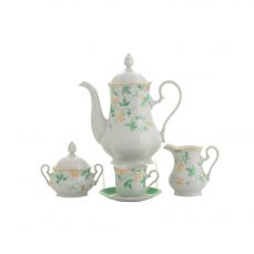 Сервиз кофейный 15 предметов с чашкой 150 мл Зеленные листья 03160714-1381 LEANDER