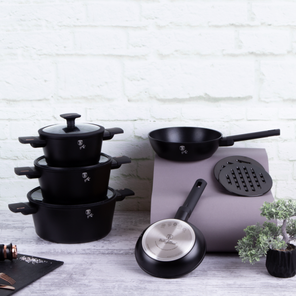 Набор посуды 10 предметов, black/rose gold, черный BERLINGER HAUS
