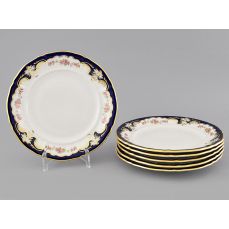 Набор тарелок десертных 6 шт 19 см Бледные цветы, кобальт 07160319-1257 LEANDER