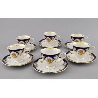 Набор чашек 150 мл с блюдцем Соната 6 шт Золотая роза, кобальт 07160414-1457 LEANDER