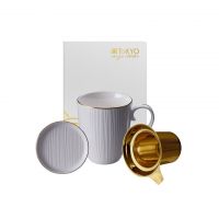 Кружка с ситичком  white, gold 380 TOKYO DESIGN