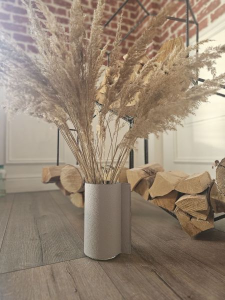 Ваза для цветов с кожаной отделкой серая, Vero VR-03GR