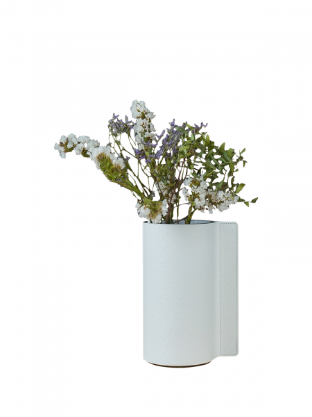 Ваза для цветов с кожаной отделкой белая, Vero VR-03WT