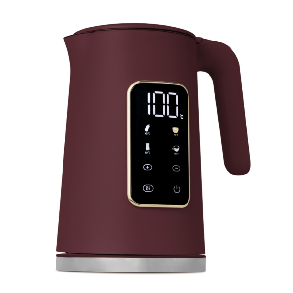 Чайник цифровой электрический 1.7 л, нержавеющая сталь, пластик, матовый бордо, Leonardo BERLINGER HAUS
