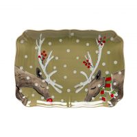 Блюдо прямоугольное DEER FRIENDS, 36.7x26.4 см, зеленый CASAFINA BY COSTA NOVA