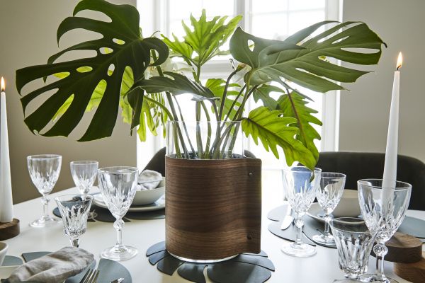 Ваза для цветов с деревянной отделкой, цвет орех, LIND DNA 87057