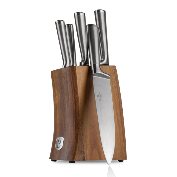 Набор 6 ножей с подставкой из акации, Berlinger Haus, stainless steel, серебристый     (6)     BH/3124