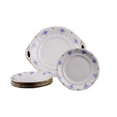 Сервиз для торта Соната с десертными тарелками 19 см, 7 предметов Голубые цветы 07161019-0009 LEANDER