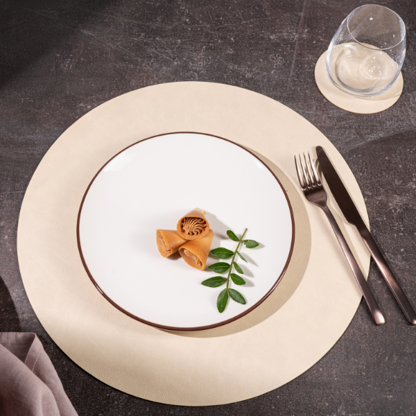 Подставка под кружку из кожи круглый 11 см кремовый 11 см, NUPO Vero 523005
