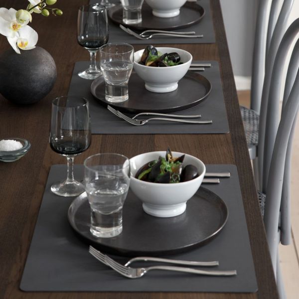 Сервировочная салфетка из натуральной кожи прямоугольная 30х40 см, цвет антрацит, LIND DNA 981169