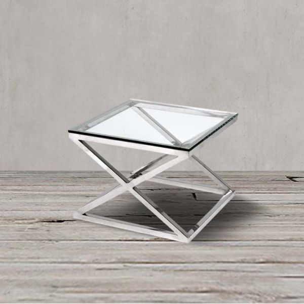 Стол  Крисс 65x65x49 silver/clear  ROOMERS FURNITURE