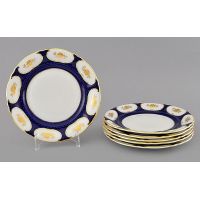 Набор десертных тарелок 19 см, 6 шт Соната Золотой цветок, кобальт 07160319-0443 LEANDER