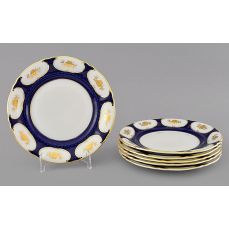 Набор десертных тарелок 19 см, 6 шт Соната Золотой цветок, кобальт 07160319-0443 LEANDER