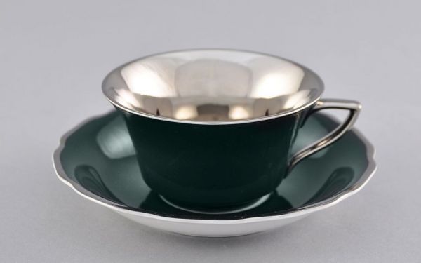 Чашка низкая с блюдцем 100 мл 13120424-282E (темно-зеленая) LEANDER