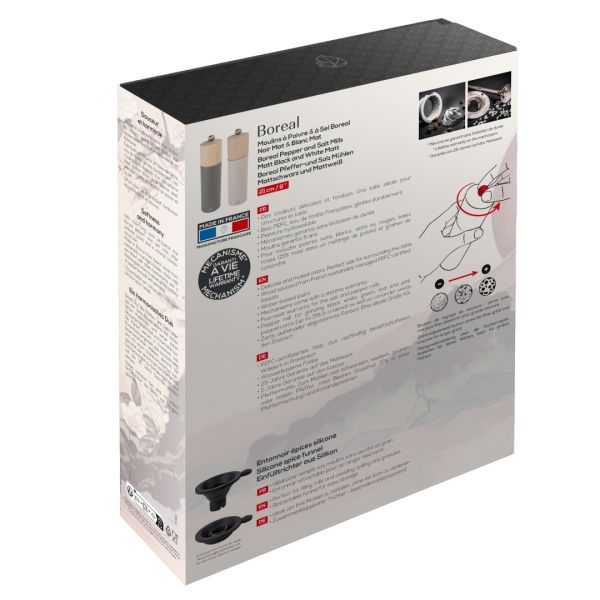 Набор мельниц для соли и перца 21 см, дерево, серый и розовый, Boreal PEUGEOT