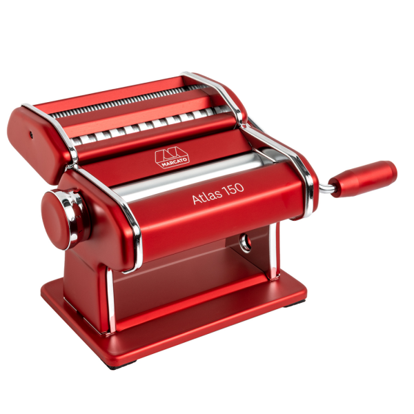 Набор лапшерезка ручная и нож для теста Pastawheel Atlas 150, алюминий, нержавеющая сталь, пластик, красный, Classic MARCATO
