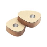 Магнитные подсвечники для высоких свечей набор 2 шт, дуб/кожа, цвет золотой, LIND DNA 990057