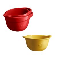 Набор: миска для смешивания 3.5 л (гранат), пиала для запекания 4 шт (прованс) Emile Henry АТ04