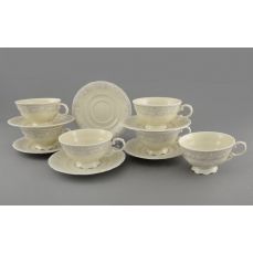 Набор чашек низких с блюдцем 200 мл 6 шт Серые узоры 07560425-3002 LEANDER