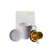Кружка с ситичком  white, gold 380 TOKYO DESIGN