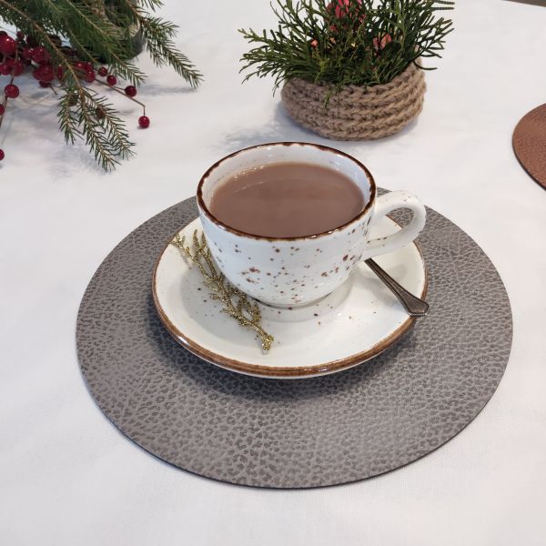 Сервировочная салфетка из натуральной кожи круглая 24 см, цвет серый антрацит, Hippo LIND DNA 98866