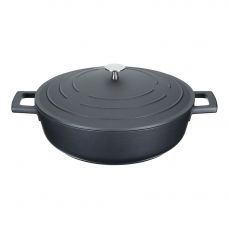 Кастрюля с крышкой низкая 4 л, 28 см, литой алюминий, черный, MasterClass KITCHEN CRAFT