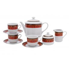 Чайный сервиз на 6 персон Сабина 15 предметов Красная лента 02160725-0979 LEANDER